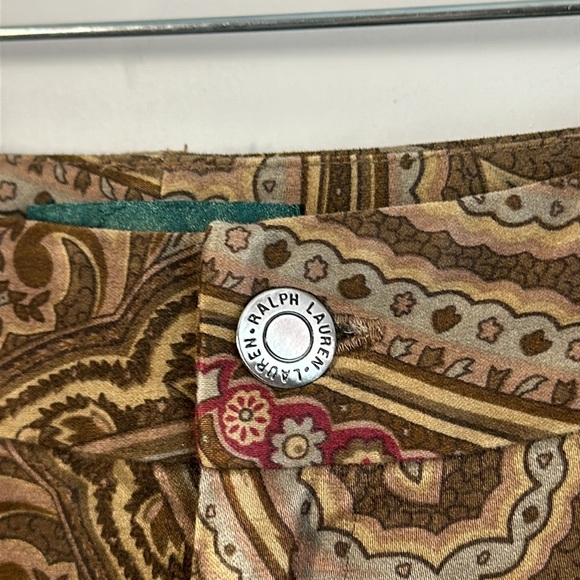 Lauren Ralph Lauren Bootcut Velvet Paisley Brown Pants Size 4 - Picture 7 of 11